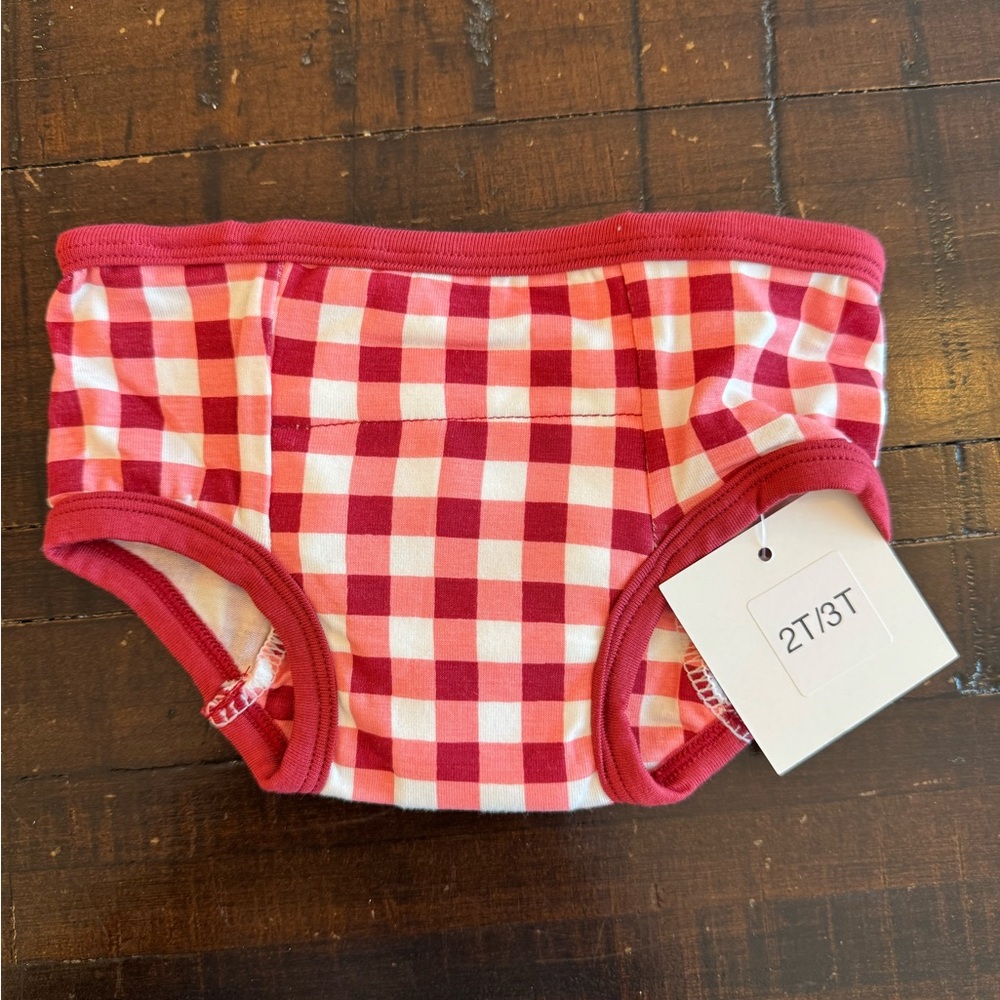 NWT Size 2T - 3T Kickee Pants Training Red and White Checkered Kids Underwear